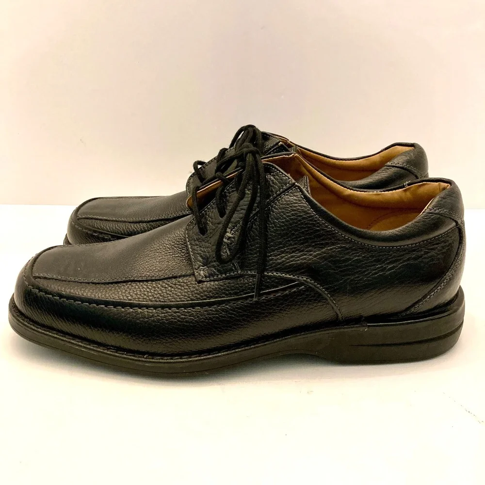 Bass Pebbled Leather Lace Up‎ Oxfords Black Cusion Step 